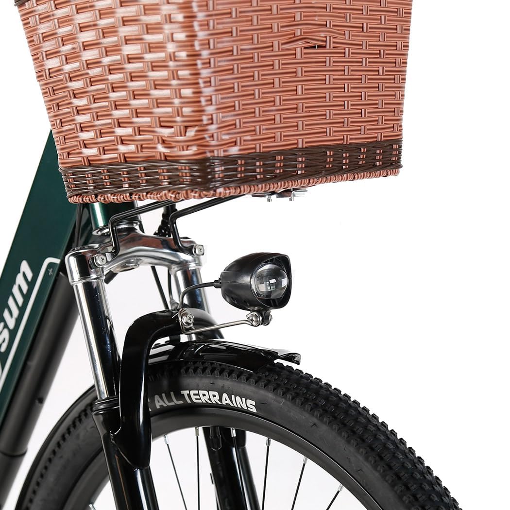 bici elettrica donna 26 pollici bicicletta elettrica donna batteria 36V autonomia 80km bici elettrica pedalata assistita cambio Shimano 7 velocità freni a disco (Verde)