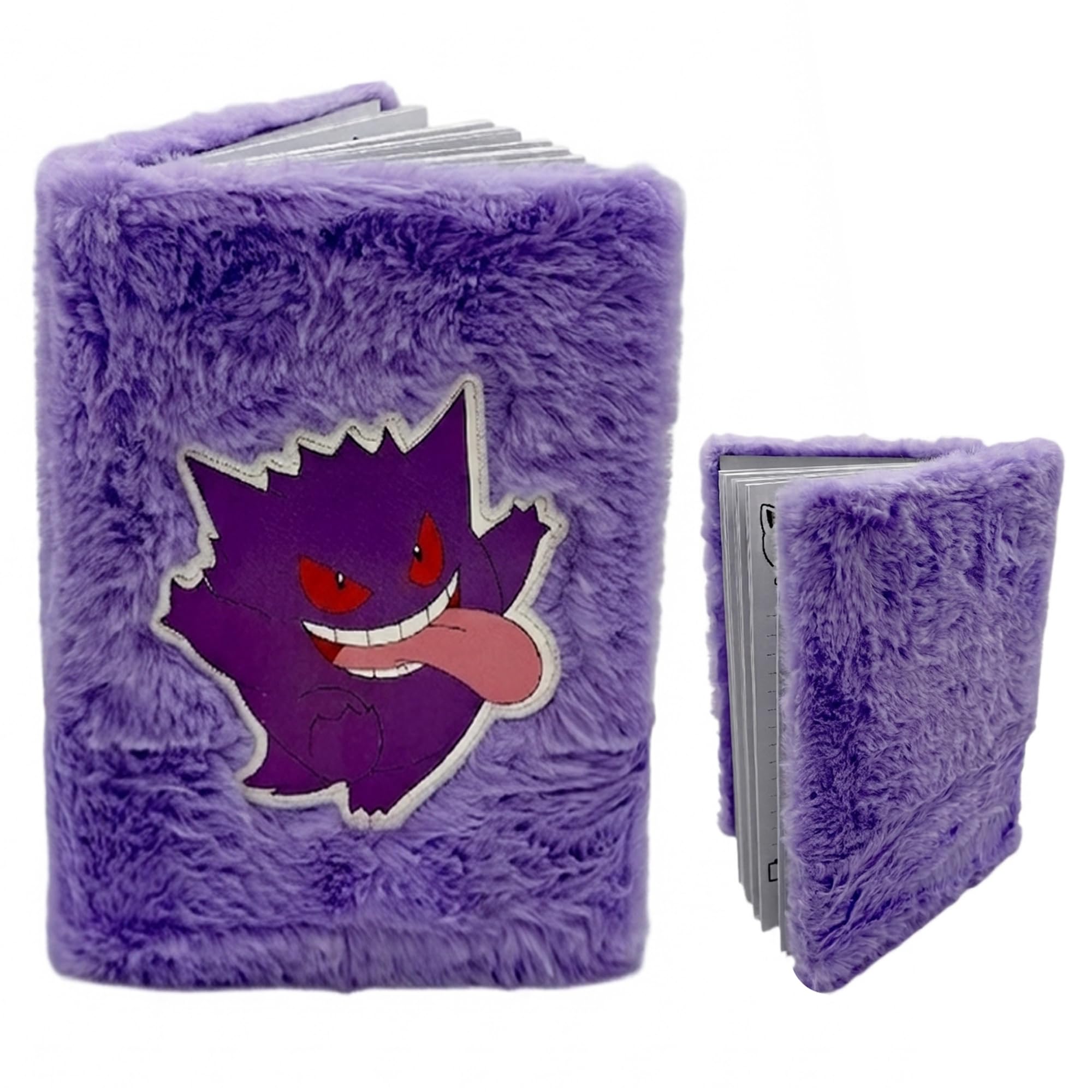 Pokémon - Eevee Plush Notebook - Pickachu, Carapuce and Rondoudou - Diary & Soft Notebook - Plush Cover Notebook with Lined Pages - Official Licensed (Mauve)