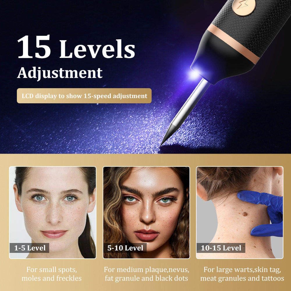 Stylo Plasma électrique à 15 Niveaux Réglables Rechargeable Par USB, Pour L'élimination Des Grains De Beauté,Verrues,Taches De Rousseur Et Taches Brunes,Sûr Et Indolore,Il N'irrite Pas La Peau