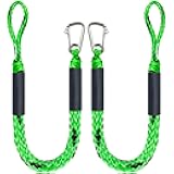 4 Feet Bungee Dock Line Mooring Rope for Docking with Stainless Steel Clip Accessories for Boats PWC, Built in Snubber, Kayak, Watercraft,SeaDoo,Jet Ski, Pontoon, Power Boat 2-Pack (Green&Black)