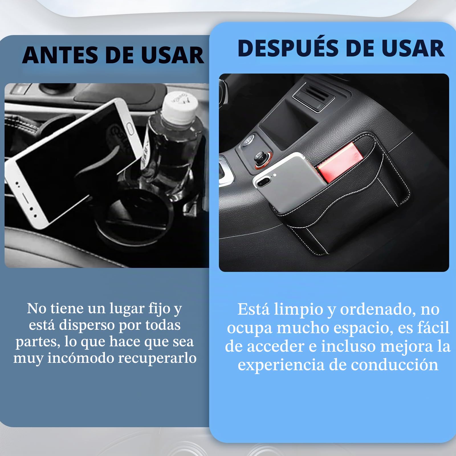 2 Piezas Organizador lateral para asiento de coche, mini organizador de piel, bolsa lateral de almacenamiento para asiento de coche, adecuado para Móviles, Llaves, Paquete de Tarjetas y Piezas