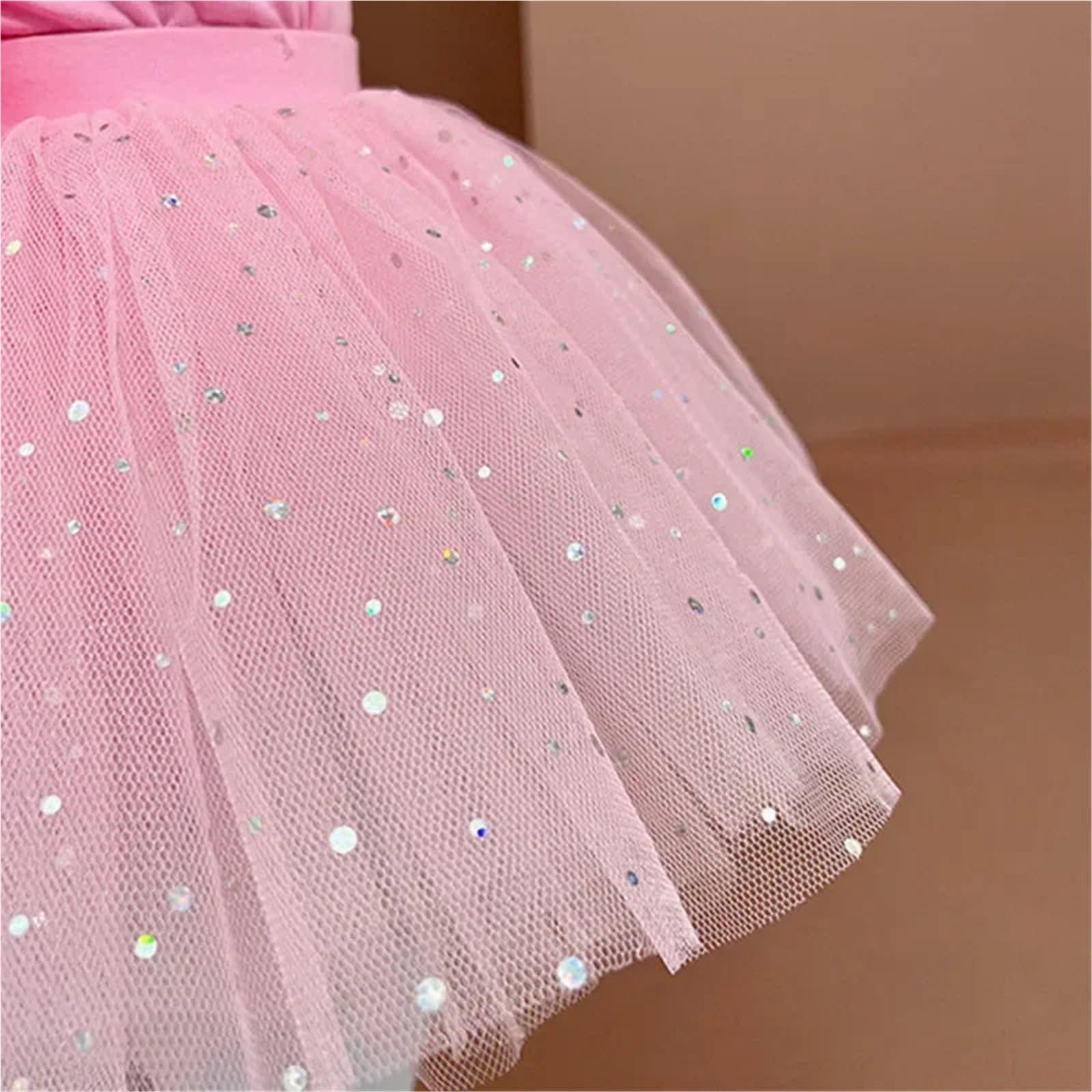 Body Danza Classica Donna Body da danza classica Maniche corte con volant Spalline incrociate sul retro Gonna tutù scintillante brillante Vestito ginnastica ritmica Fata