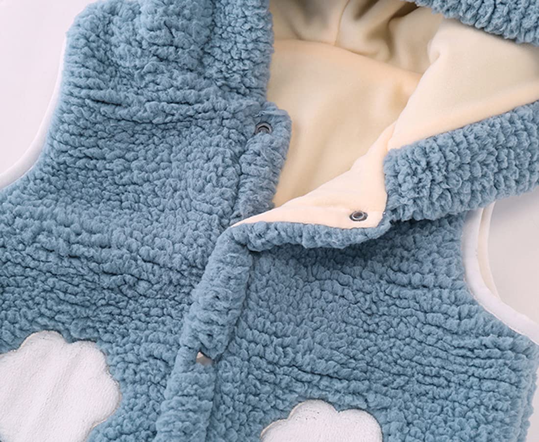 Neonata Vestiti senza maniche Orecchio animale Felpa con cappuccio Canotta Gilet in pile Cappotto Autunno Inverno Giacca calda