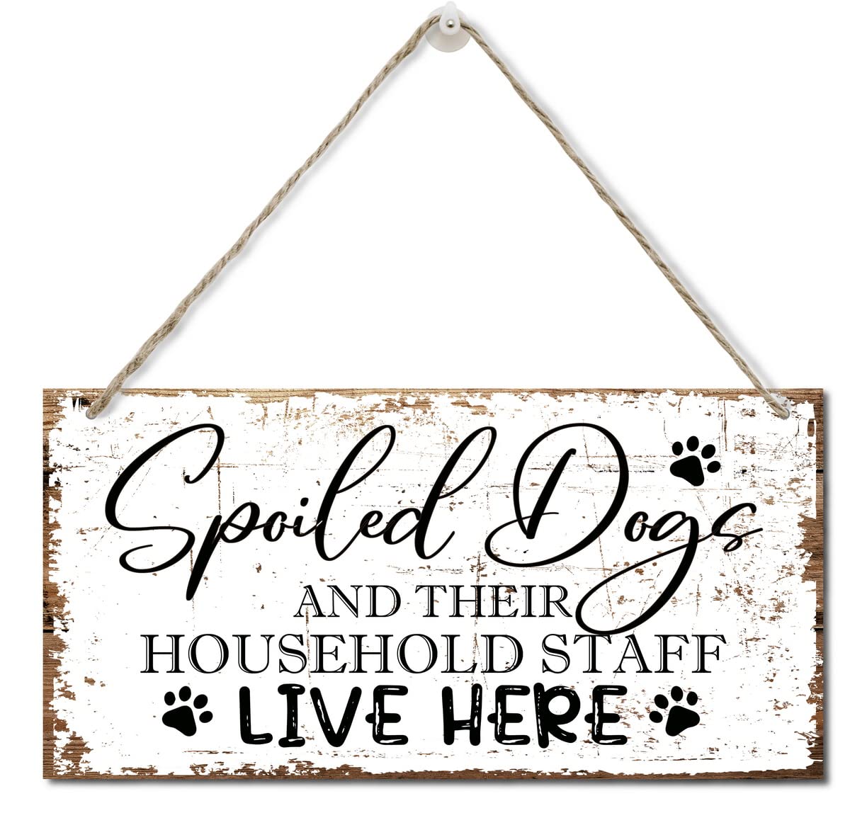 Spoiled Dogs And Their Staff Live Here Sign, Printed Wood Plaque Signs, Hanging Wood Sign Home Decor, Family Signs for Home Decor Gift, Dog Room Decoration Plaque Gifts, 12" x 6"