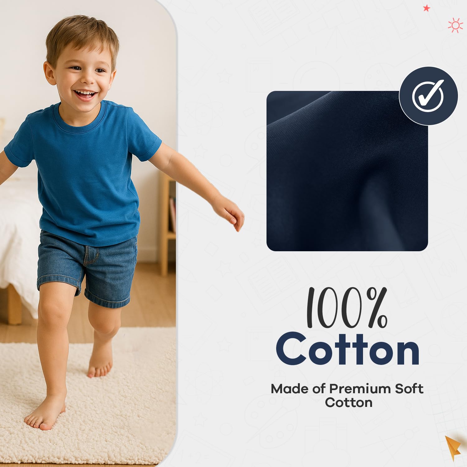 Lot de 10 culottes pour garçon 100 % coton - Sous-vêtements doux et respirants - Âge 2 à 16 ans