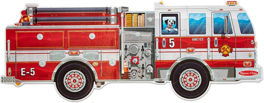 Melissa & Doug Puzzle Géant de Sol Camion de Pompiers XXL (24 Pièces)