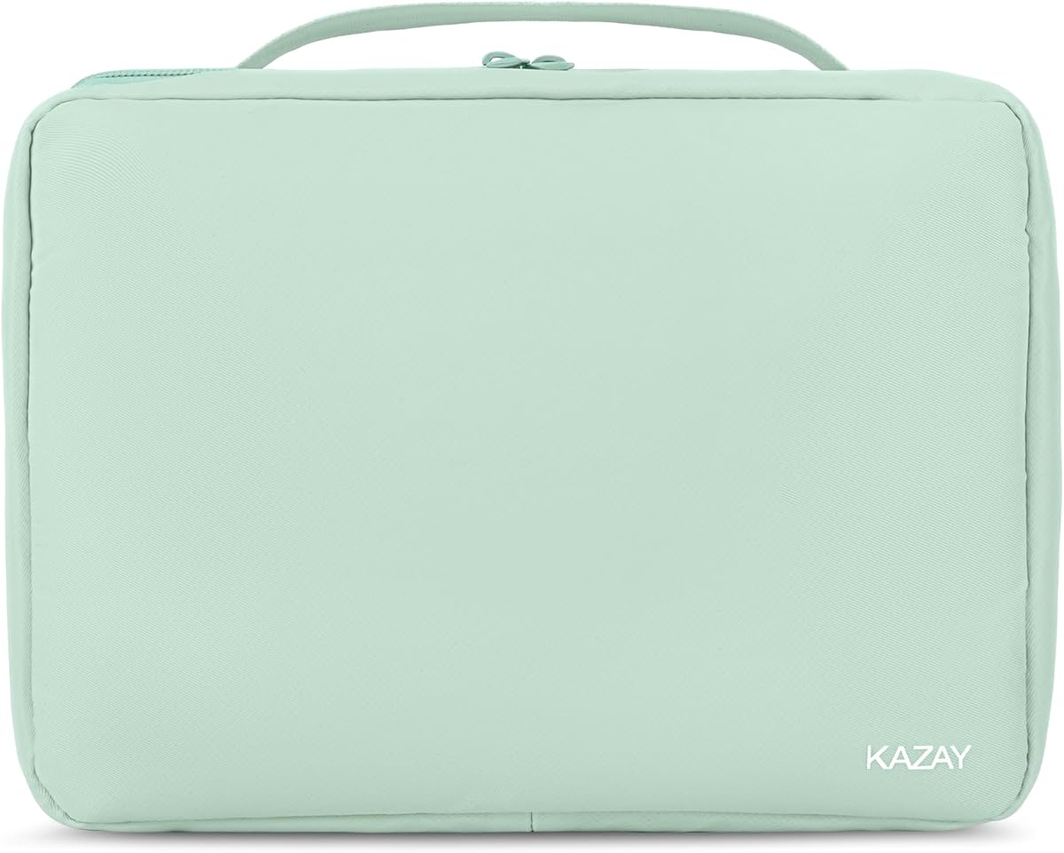 KAZAY Neceser colgante con bolsa desmontable aprobada por la TSA, BOLSA COMPACTA DE TAMAÑO DE VIAJE, Neceser de viaje, resistente al agua, nailon de primera calidad, artículos de tocador de tamaño de viaje, bolsa de maquillaje cosmético (verde salvia)