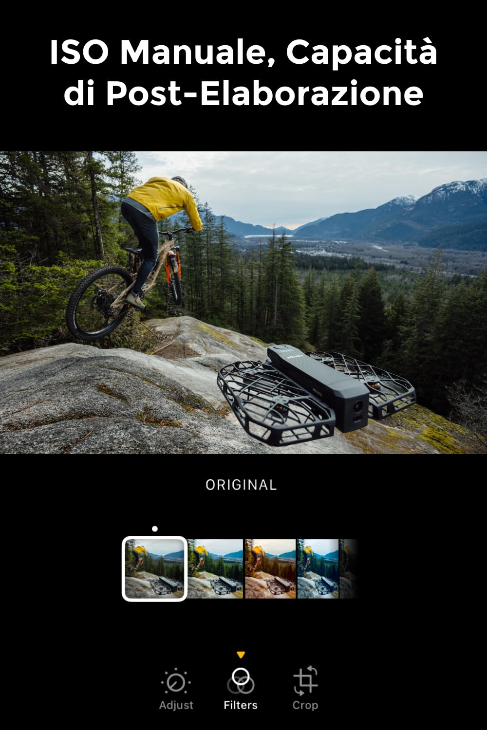 HOVERAir X1 PRO Action Cam Volante, drone 4k pieghevole con 10+ Modalità di Volo Completamente Automatiche, 42 KM/H Velocità di Follow, Vola Ovunque con OmniTerrain(Basic Combo)