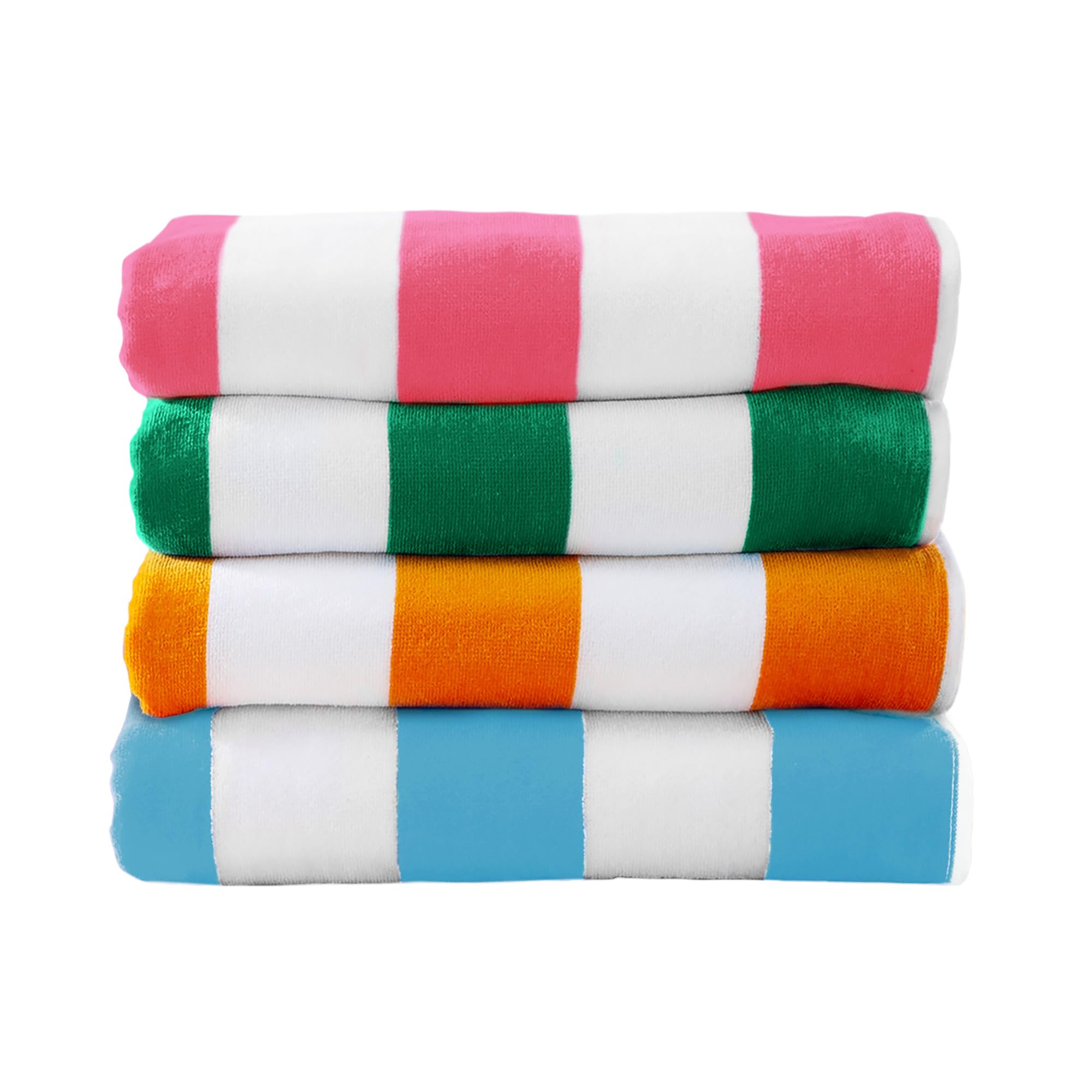Great Bay Home Toallas de playa grandes de 30 x 60 pulgadas, 100 % algodón a rayas cabaña para playa, baño, piscina, gimnasio, ligeras y de secado rápido, multicolor, rosa, verde, azul aire, naranja