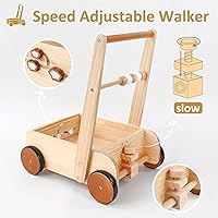 Vista 2 de PairPear Juguetes de Paseo de Madera para Bebés, Andadores de Madera con Velocidad Ajustable para Bebés Aprendiendo a Caminar, Juguetes de Empujar