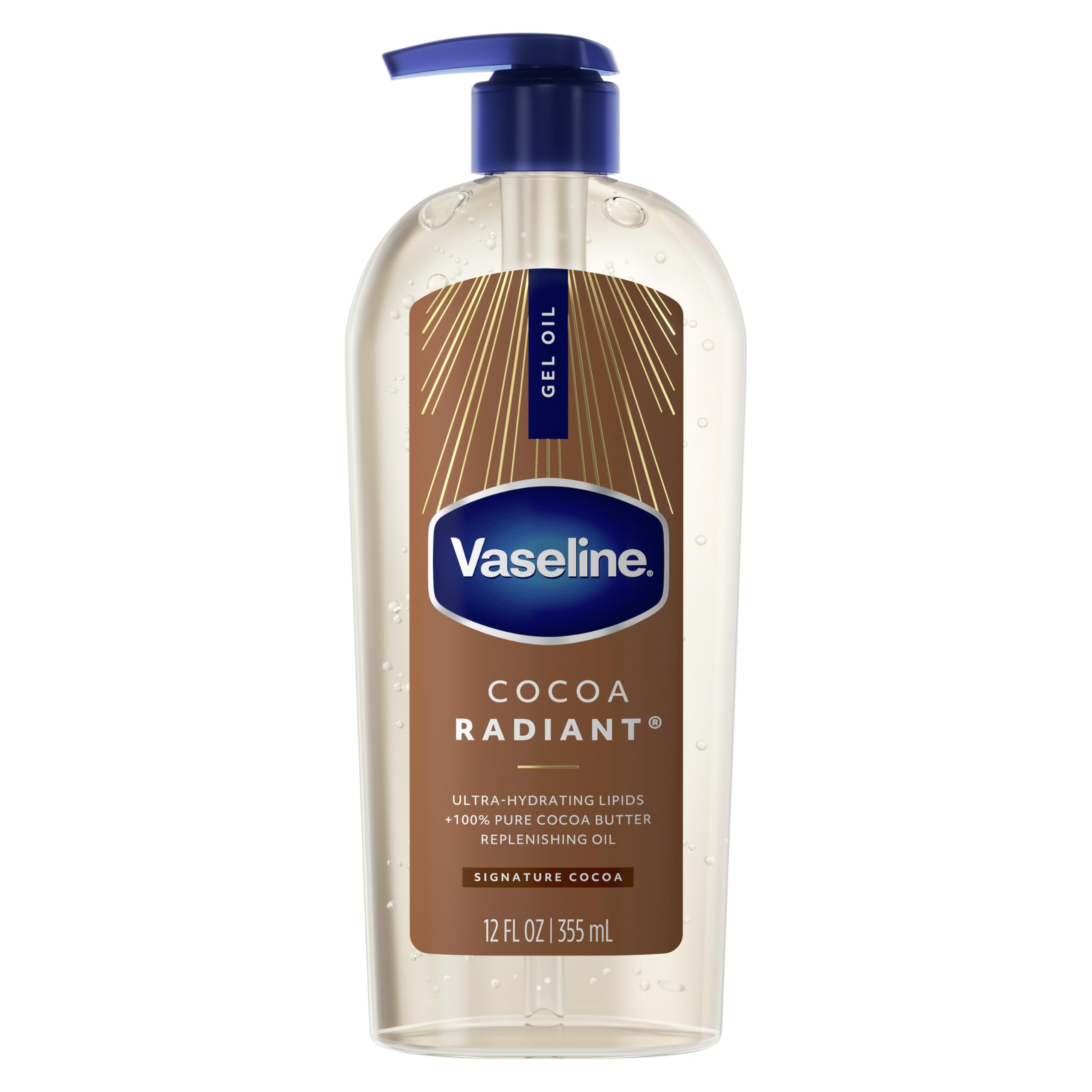 Vaseline Intensive Care Cocoa Radiant Body Gel Oil with 100% Pure Cocoa Butter, 12 oz