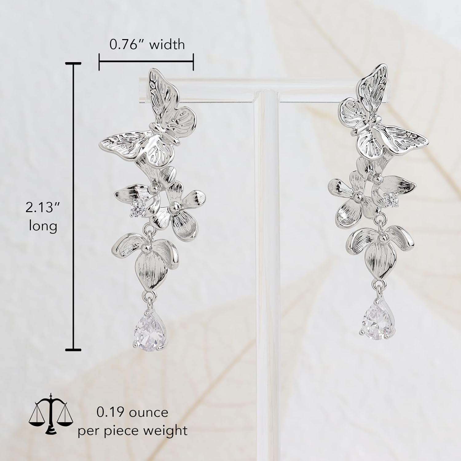 Jeanbeau Gold Butterfly Dangle Drop Earrings for Women, Trendy Statement Rhinestone Hypoallergenic Dangling Earing Summer Prom Jewelry Gift - Image 3