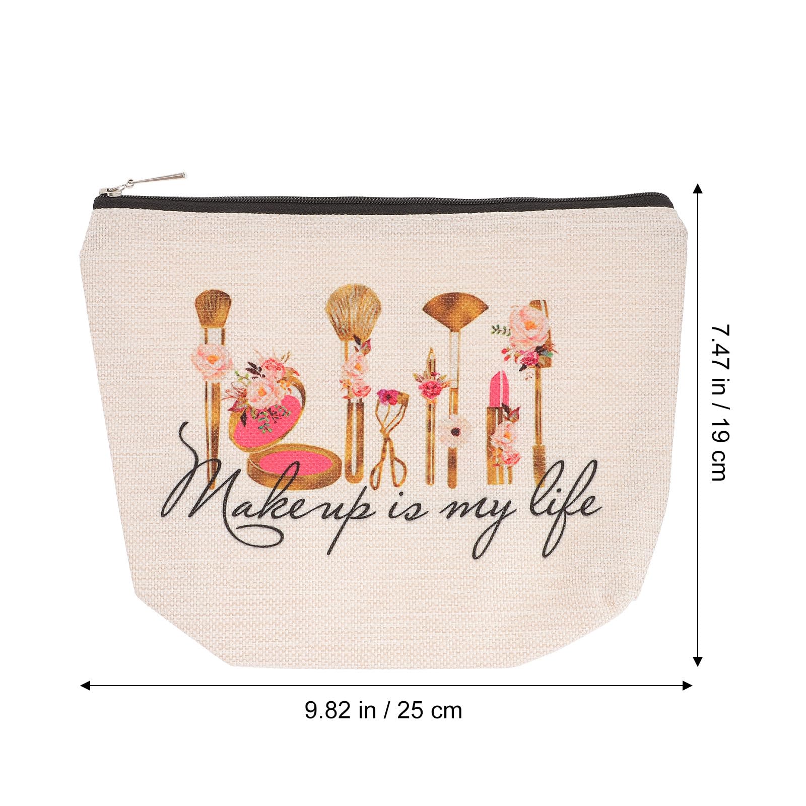 MAGICLULU Bolsa de Maquillaje para Mujer 5 Piezas de Algodón y Lino Cremallera 25x18 Cm Organizador Cosméticos Viaje Neceser Portátil para Exterior y Aseo Personal