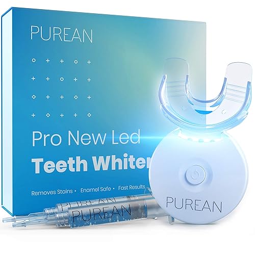 Kit de blanqueamiento dental con luz LED – 2 jeringas de 0.17 onzas líquidas de gel blanqueador de dientes profesional de peróxido de carbamida al