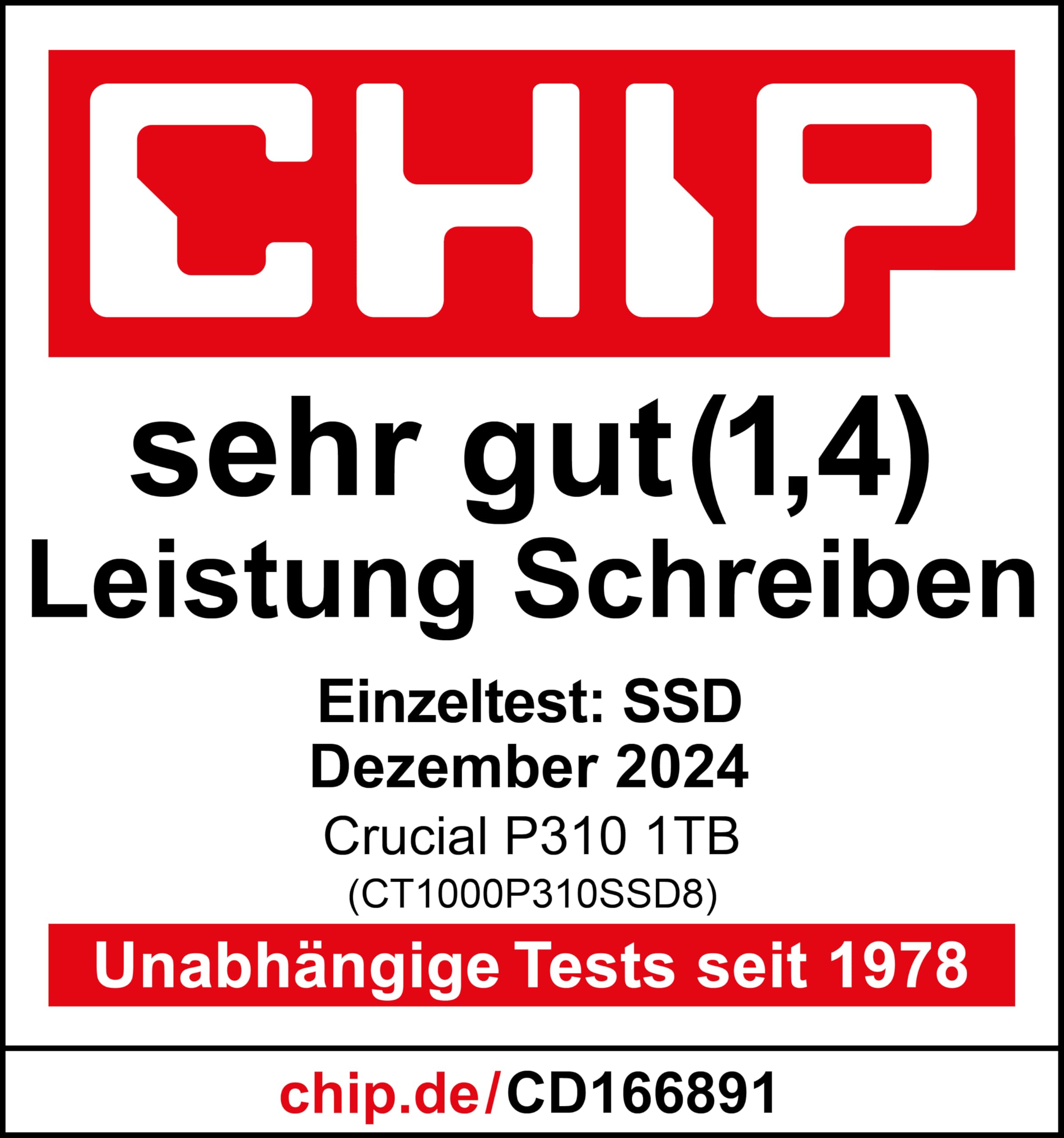 Crucial P310 SSD 1TB M.2 2280 PCIe Gen4 NVMe 7100 MB/s Interne Festplatte