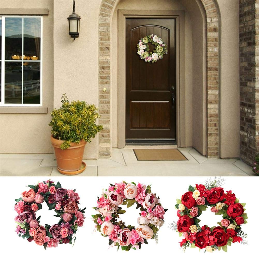 HUIPYOU Corona Decorativa Da Parete Fatta A Mano – Fiori Artificiali Per Porte E Tavoli – Colorata - 2