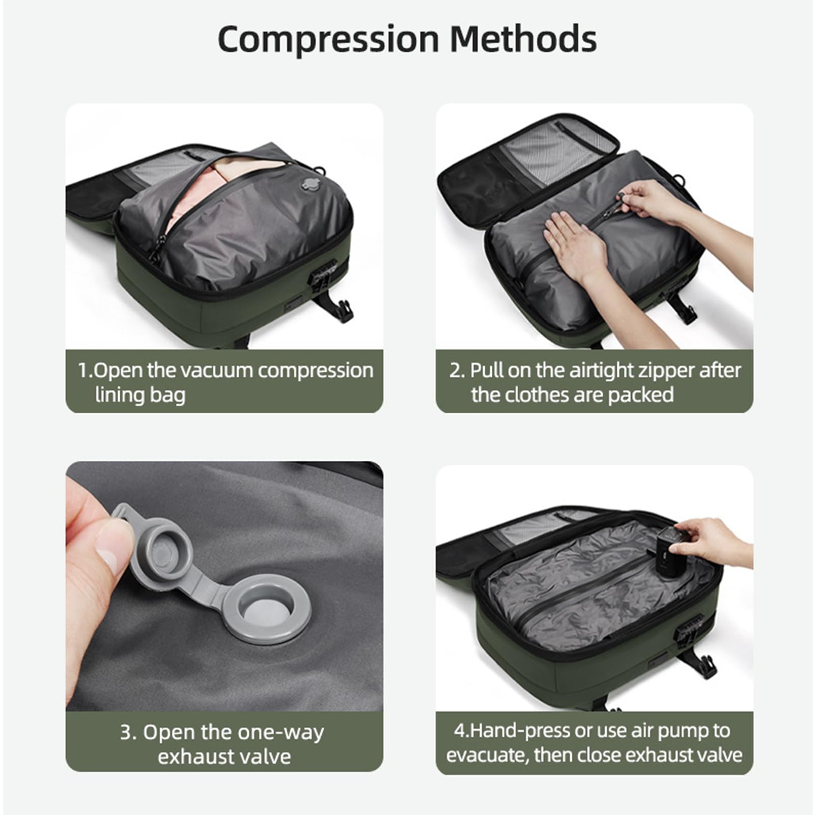Generico Sac à dos de voyage avec vide, extensible 50L grande capacité sac à dos valise, équipement de camping pour randonnée nocturne voyage d'affaires