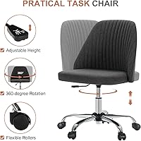 Vista 5 de DUMOS Office Chair, Comfy Desk Chair Rolling Vanity Swivel Task Chairs with Wheels, Wide Seating Armless Height Adjustable Computer Chairs for