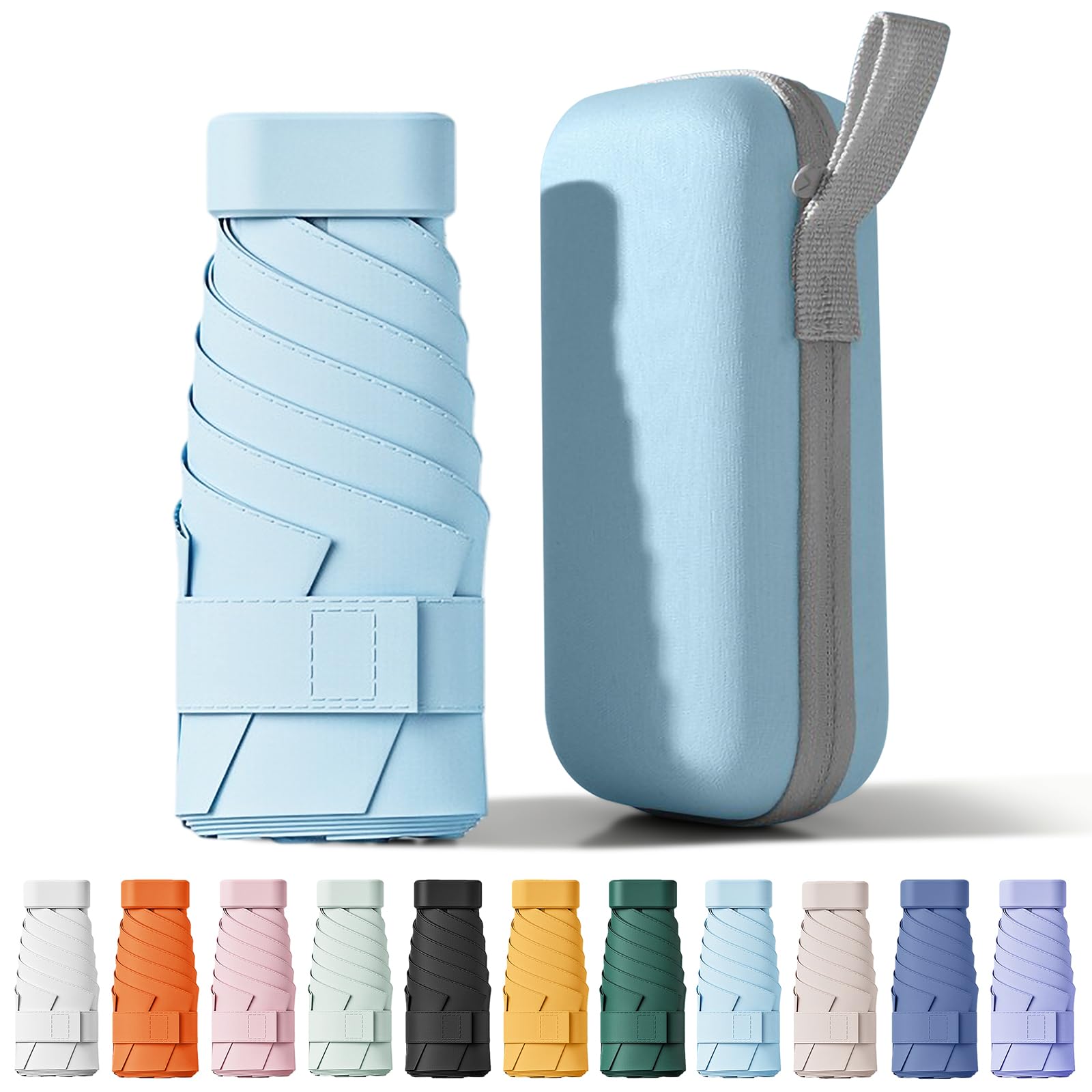 Ombrello Piccolo, Mini Ombrello Tascabile, Pieghevole Ombrellos da Viaggio, Ombrellos Anti-Uv Per Pioggia, UPF 50+, Portatile Leggero Compatto, per Donne Uomini