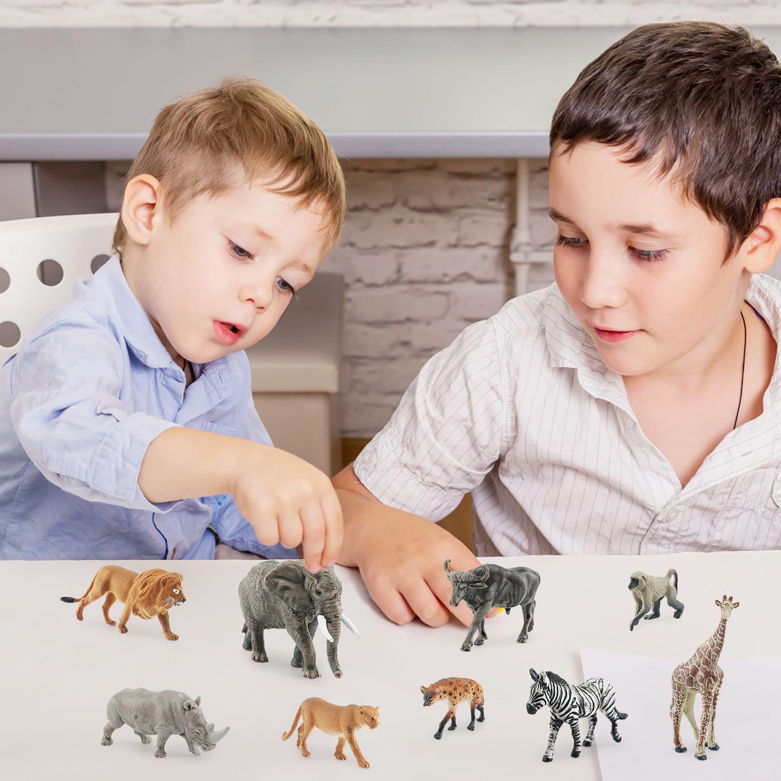 VOSSOT Zestaw 9 figurek zwierząt – safari, mini zwierzęta leśne i gospodarstwa rolne, winylowe figurki zwierząt z tworzywa sztucznego dla dzieci