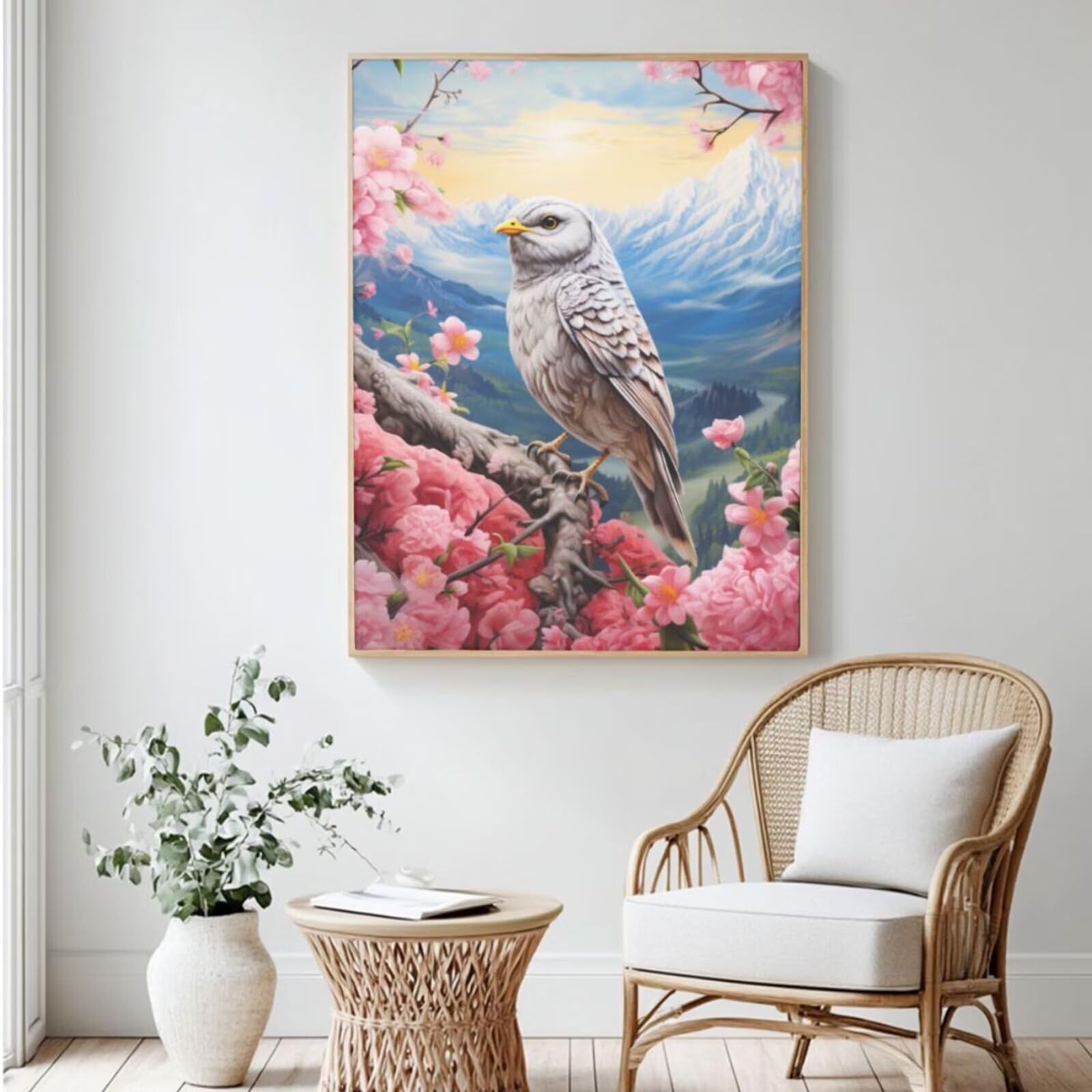 MK254 Malen nach Zahlen für Erwachsene, Malen nach Zahlen zum Selbermachen, Motiv: Vogel, Acrylfarbe nach Zahlen für Anfänger, Ölgemälde, Basteln für Heimdekoration, 60 x 90 cm, ohne Rahmen)