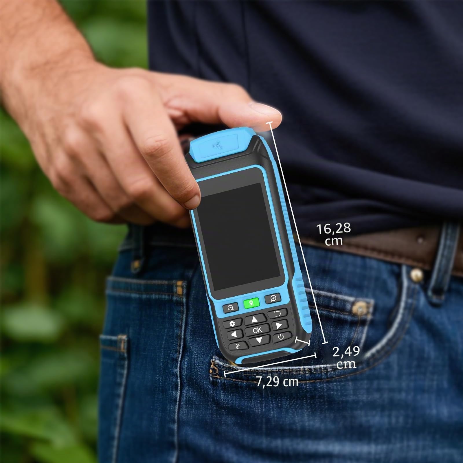 GPS Portable Mesure Superficie Distance Pente Positionnement Longitude Latitude Temps Réel Exportation PC 16x7.3x2.5 cm 436 g Piles Incluses