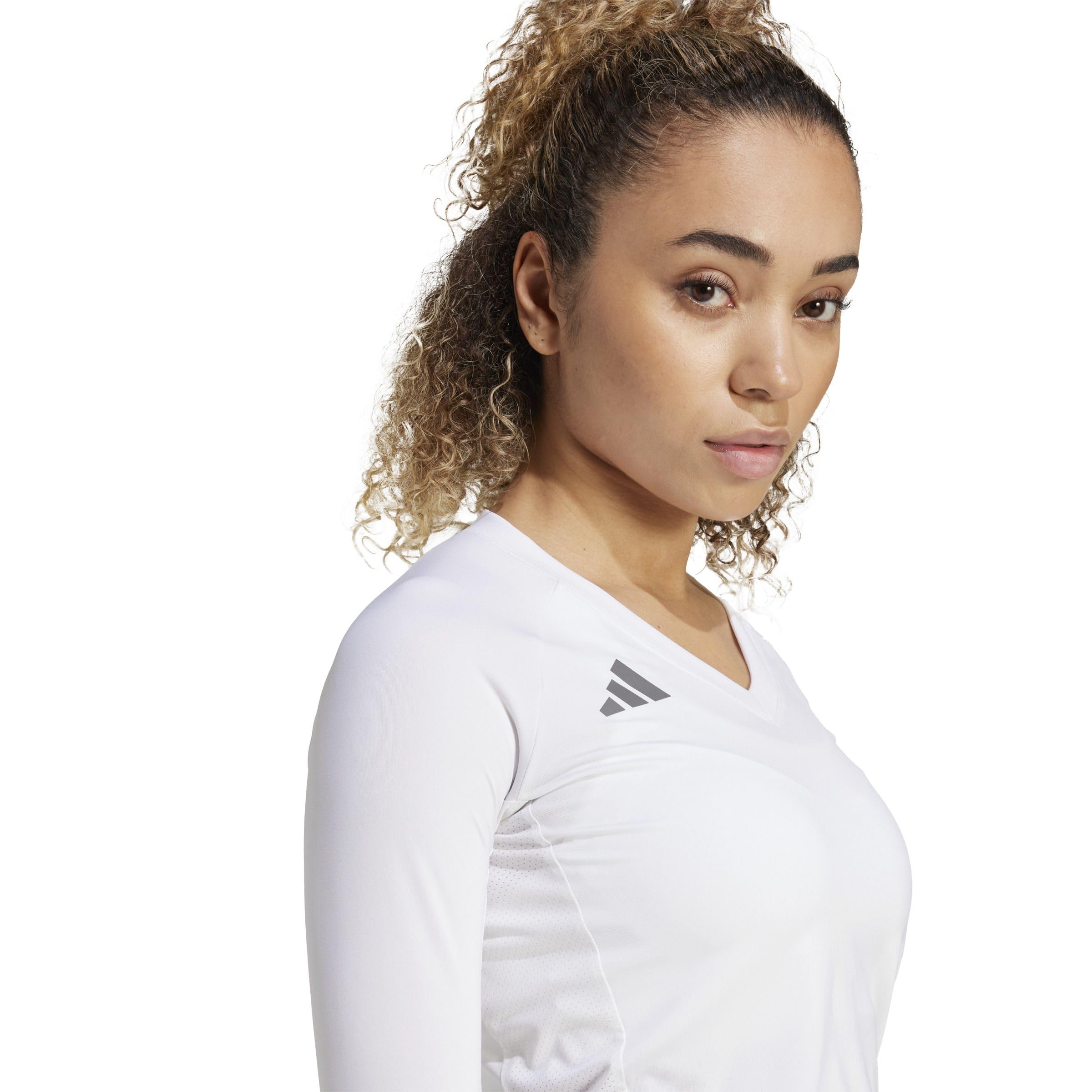 adidas Kobiety Volleyball Quickset Long Sleeve Jersey Shirt, white, XXL
