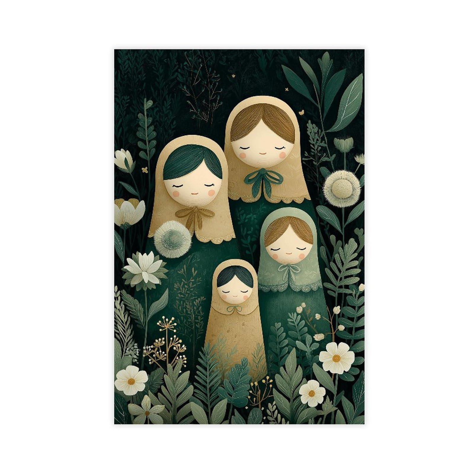 YWTJAX Green Matryoshka Doll Poster Canvas Poster for Bedroom Decor Gift