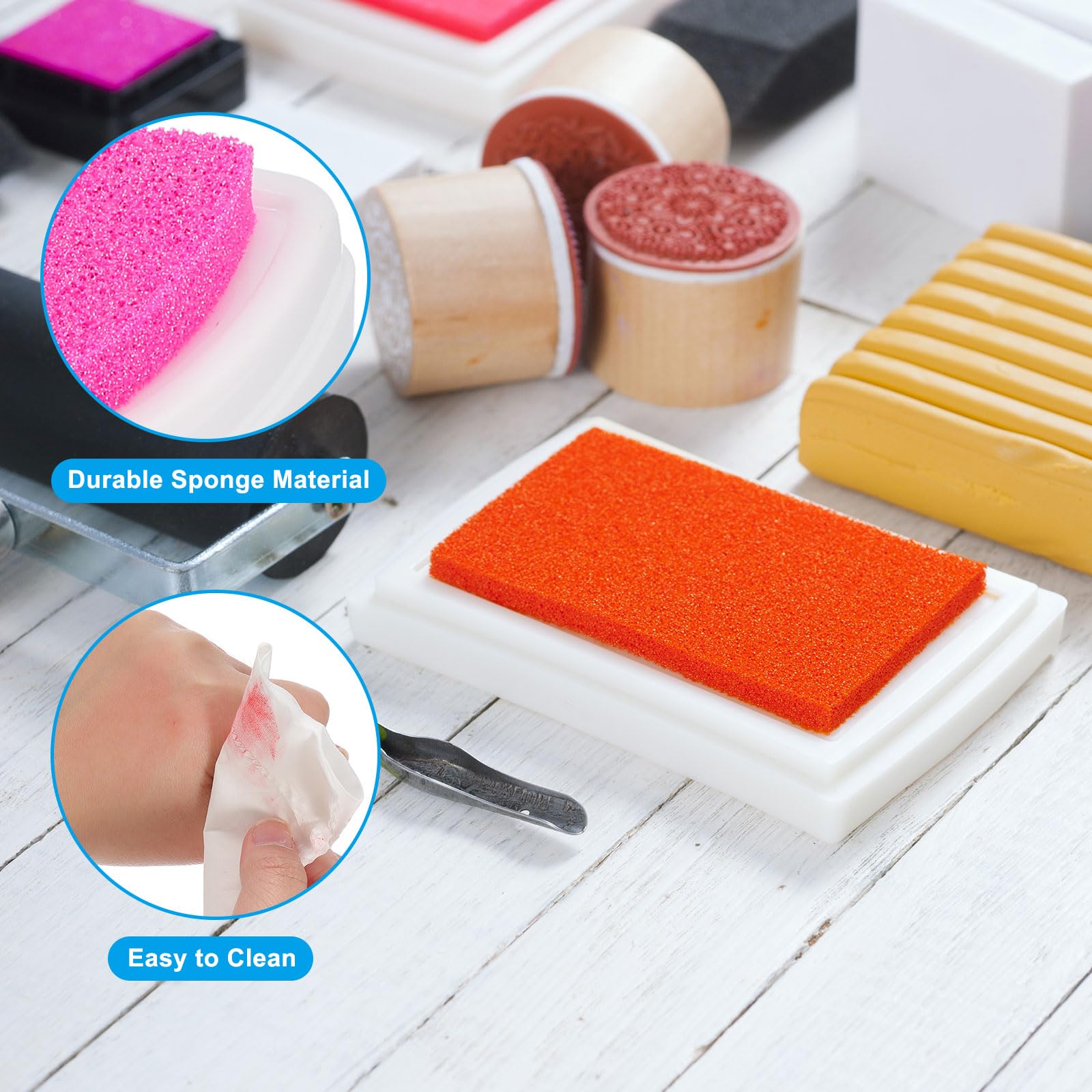 PATIKIL Craft Ink Pads for Stamps 2 Pcs Washable Finger Print Ink Stamp Pad Color DIY Rainbow for Rubber Stamps Paper Scrapbooking Fabric Wood - Image 3