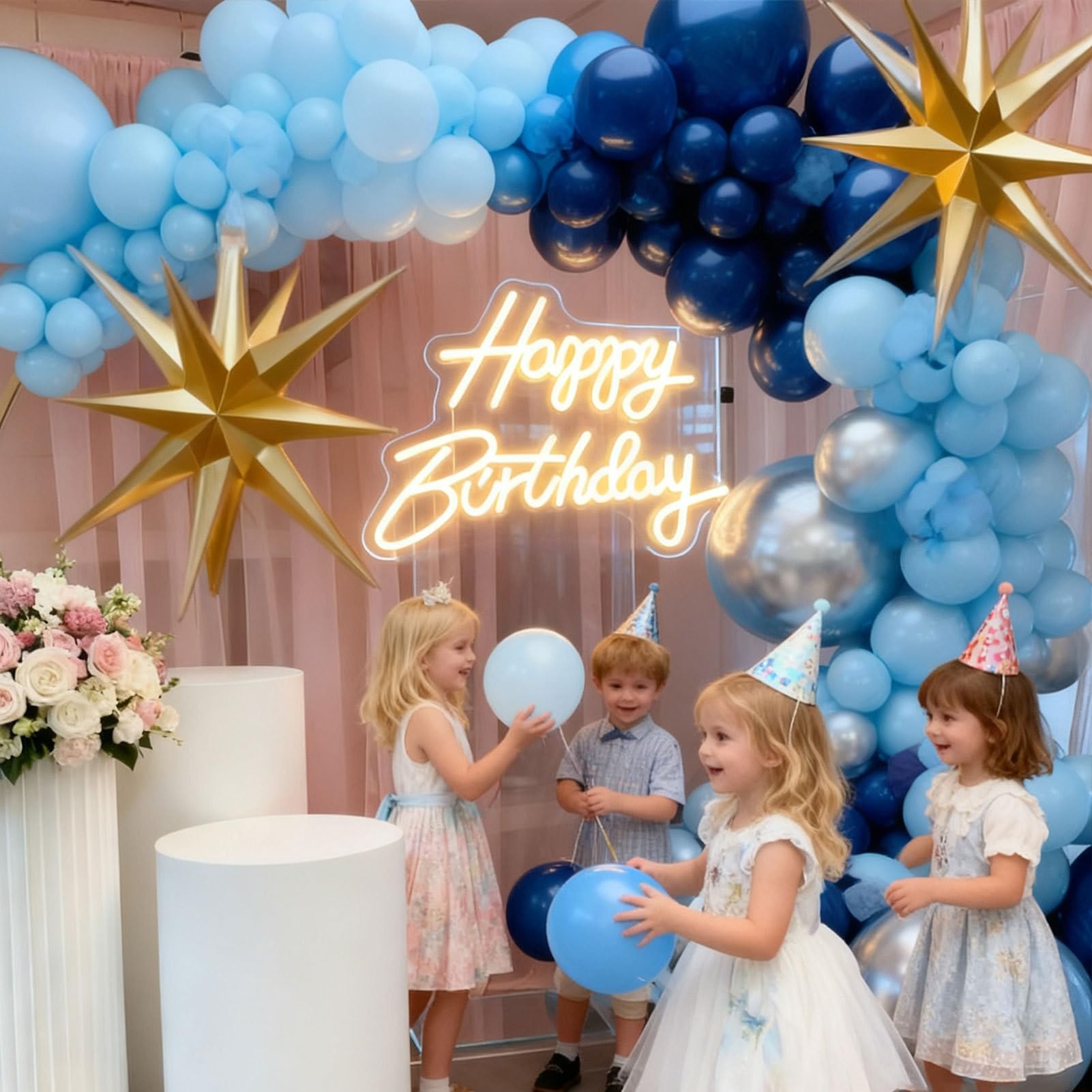 Tabliczka z Napisem Happy Birthday na Tło LED Oświetlana Dekoracja Na