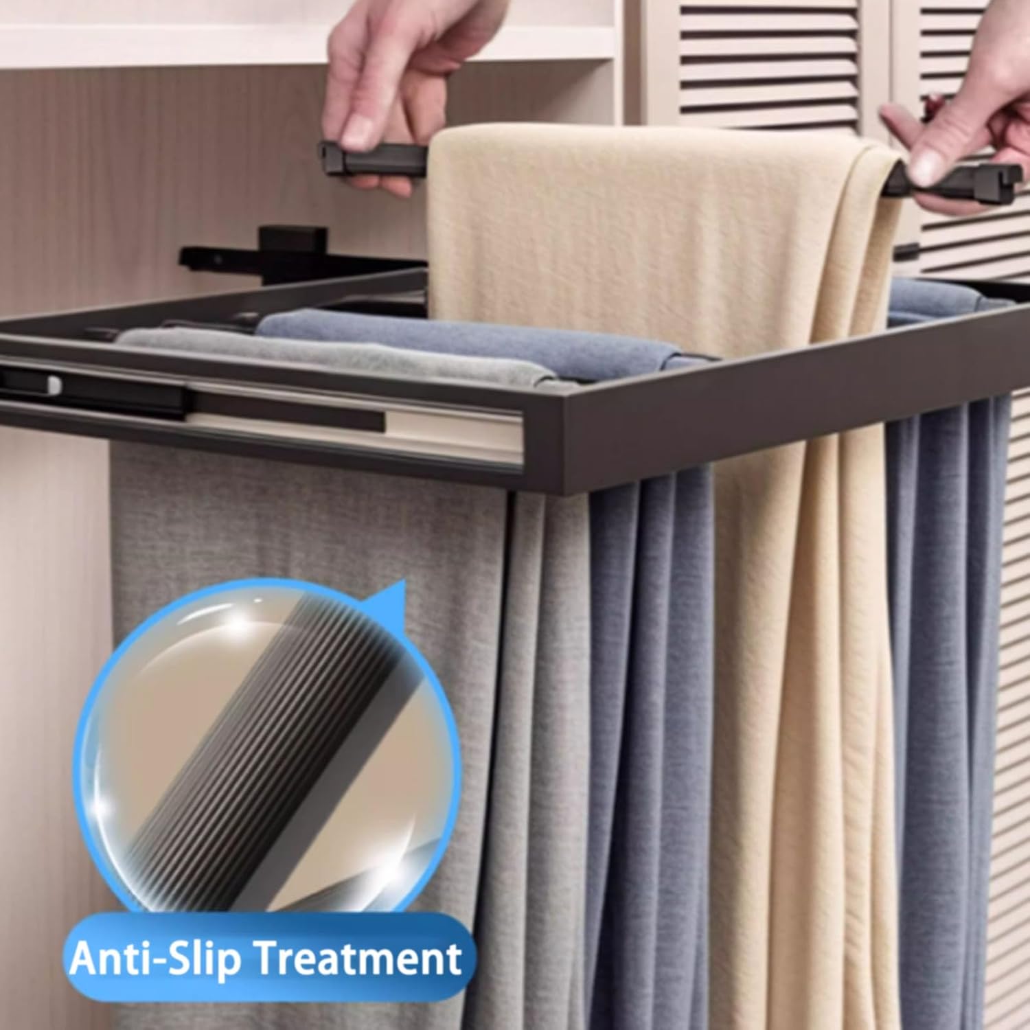 Above Washing Machine Drying Rack,Extendable Pants Organizer Drawer,Length Adjustable,Aluminium Alloy Organizer for Wardrobe,Multi-Functional Space Saving