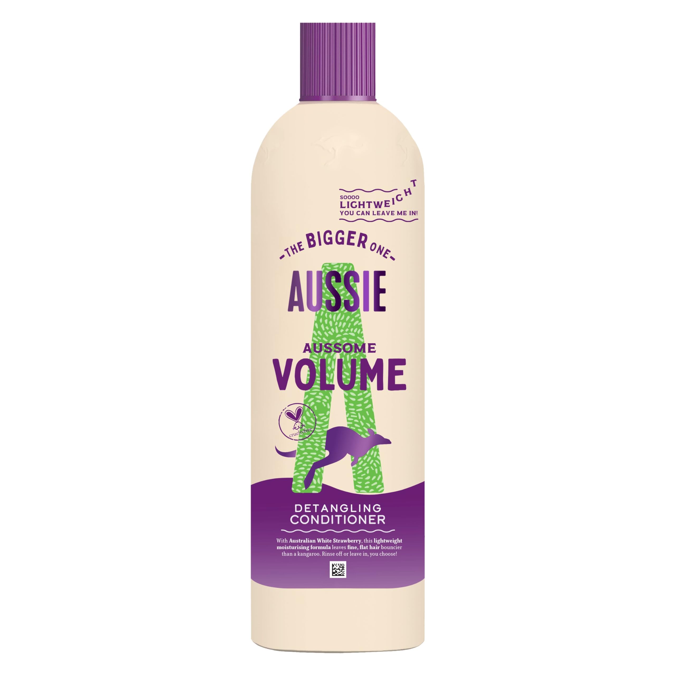 Aussie Aussome Volume Lightweight Conditioner 400ml, Moisturises and Adds Volume to Fine, Flat Hair, Infused with Australian White Strawberry Extract, Vegan and Cruelty-Free, Rinse-Off or Leave-In