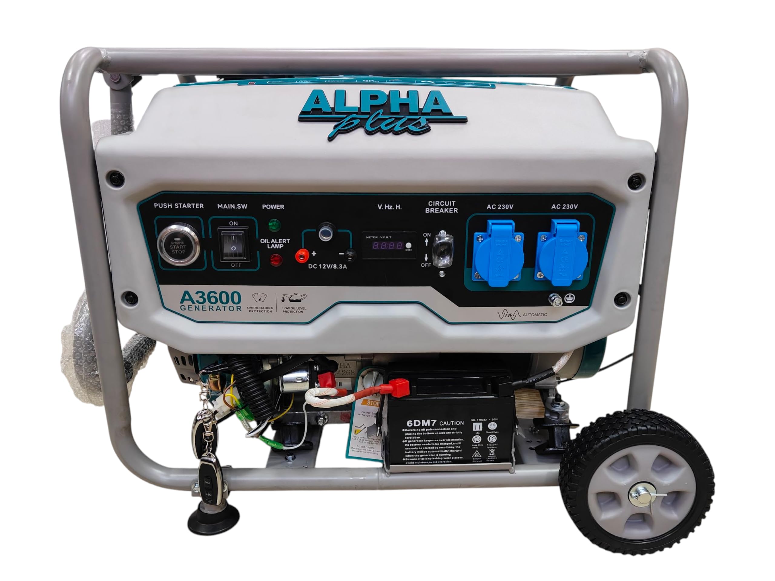 ALPHA PLUS A3600-3000 Watts Remote Start Generator & Push Button Start & Recoil|Petrol Heavy Duty Engine|Automatic Choke|Ultra Strong Frame & Body|Home Use & Commercial Use|Life Time Spare Support