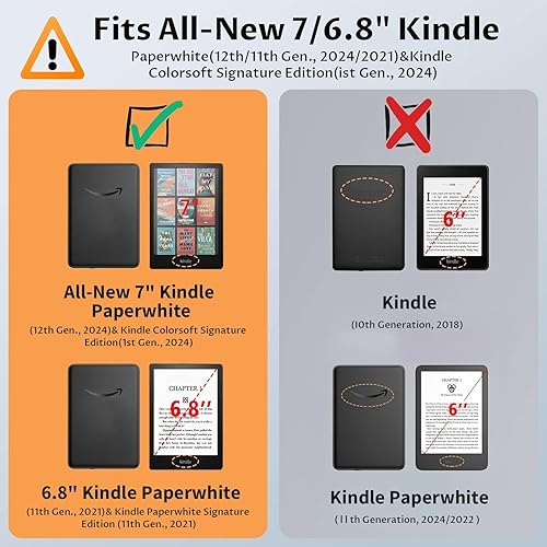 Miniatura 2 de VORI Funda con soporte para Kindle Paperwhite (11 generación-2021) y Kindle Paperwhite Signature Edition, funda protectora inteligente de piel