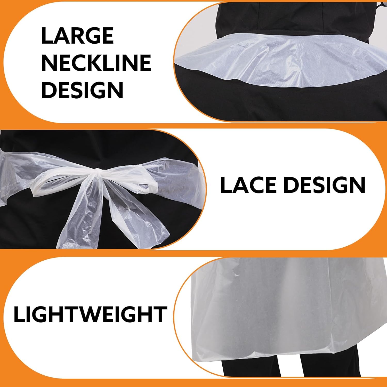 Yzurbu 100pcs Disposable Apron, 46"x29" Plastic Poly Apron for Kitchen, Party, Painting - White - Image 4