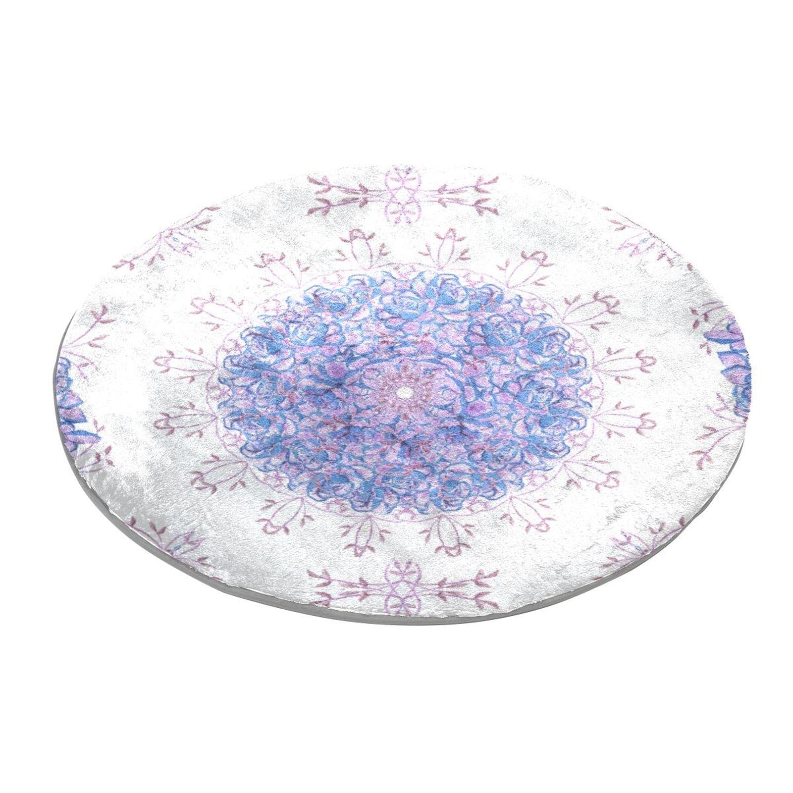 Runder Teppich für Schlafzimmer, Shaggy, weich, waschbar, Blau / Rosa