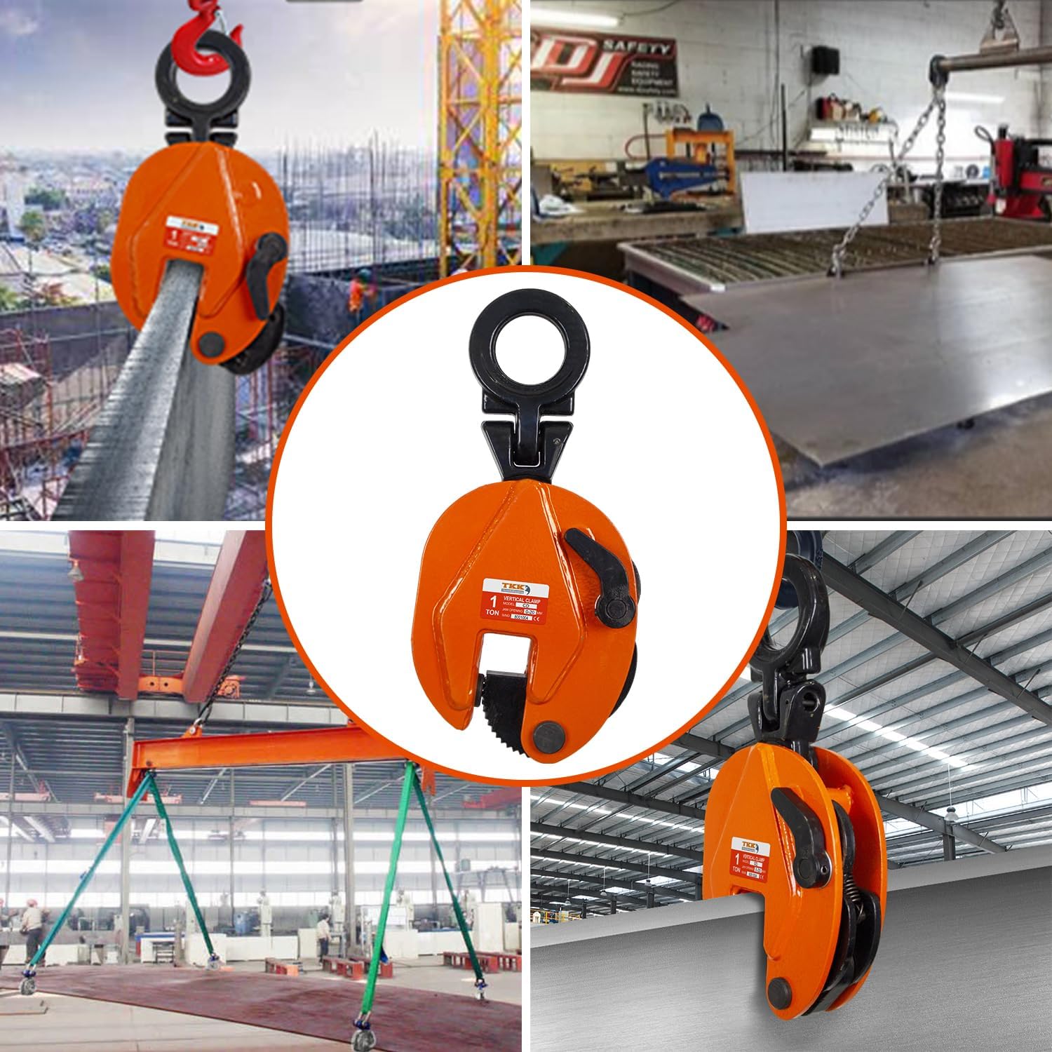 TKK Vertical Plate Clamp 2200Lb, 1Ton Plate Lifting Clamps Jaw Opening up to 0.8 inch Heavy Duty Lifting Clamps for Lifting and Transporting (2200lb 1t)