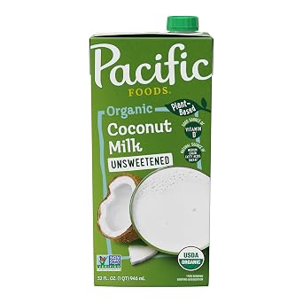 Pacific Foods Organic Unsweetened Coconut Milk, Plant Based Milk, 32 oz Carton