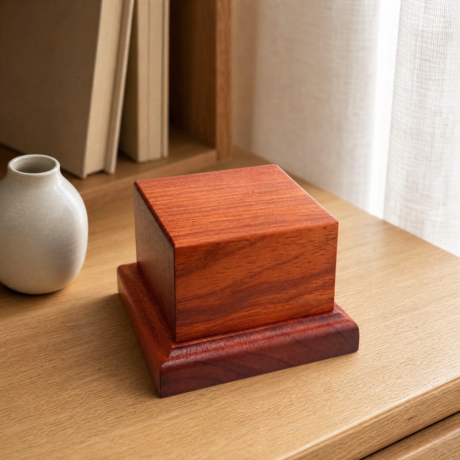 rockible -Präsentationssockel gestuftes quadratisch sockel mit Stufen rotbraun quadratisch sockel für Samml, Regal, Schrank , 10x10cm