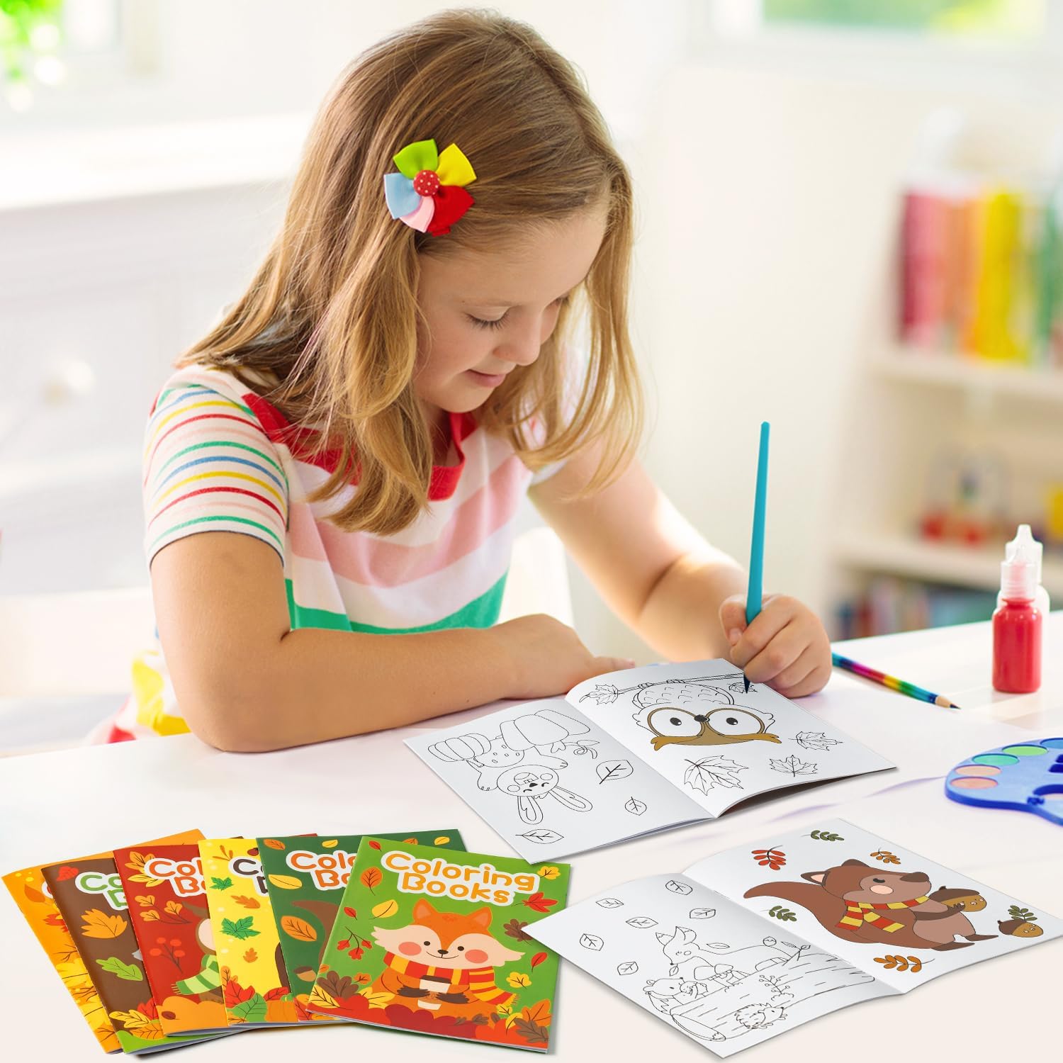 96 libri da colorare a tema animale per bambini Bulk Fall Mini libretto da colorare autunno fai da te libro da disegno artistico con scoiattolo riccio per bambini Halloween Ringraziamento festa di