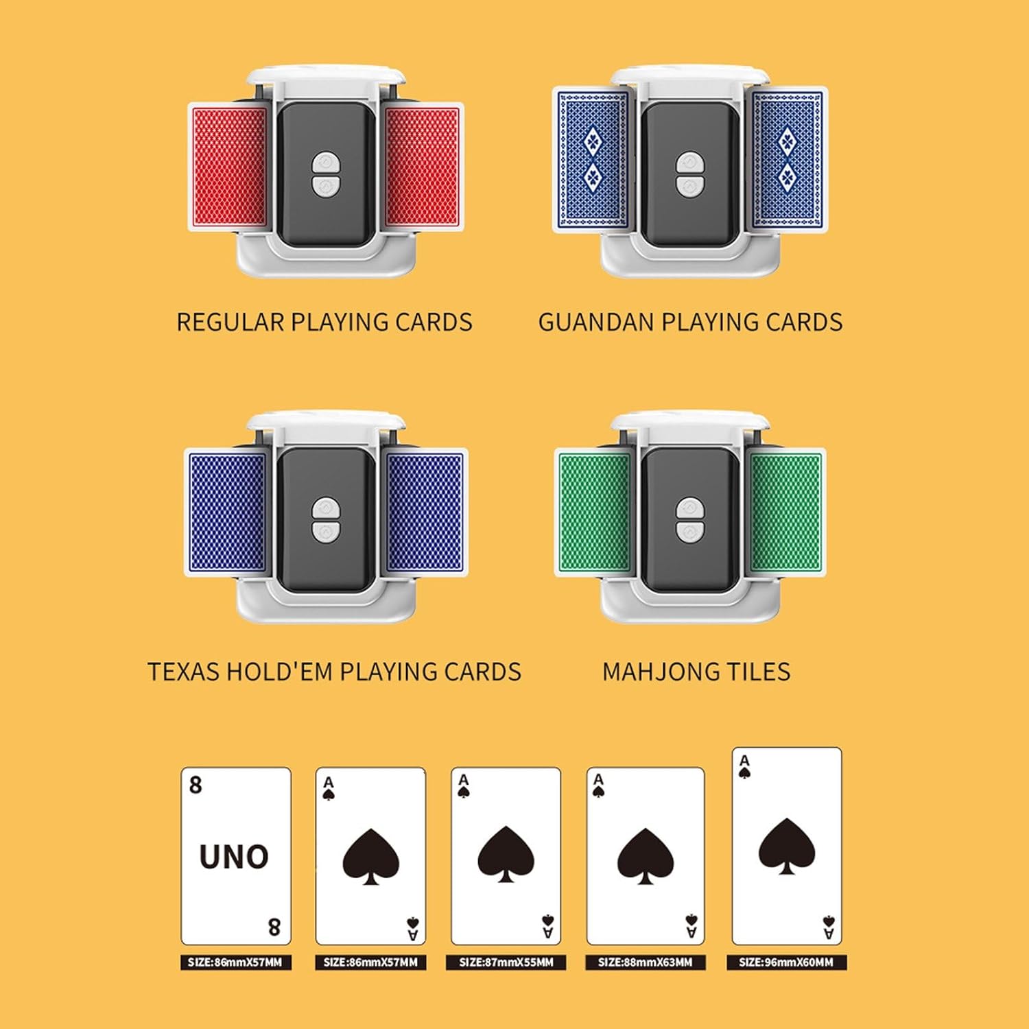 Automatic Card Shufflers for 4 Decks Simultaneous Operations Incorporating Quiet Technology Plastics Construction for Use Card for Home Pokers Games Night Entertainment