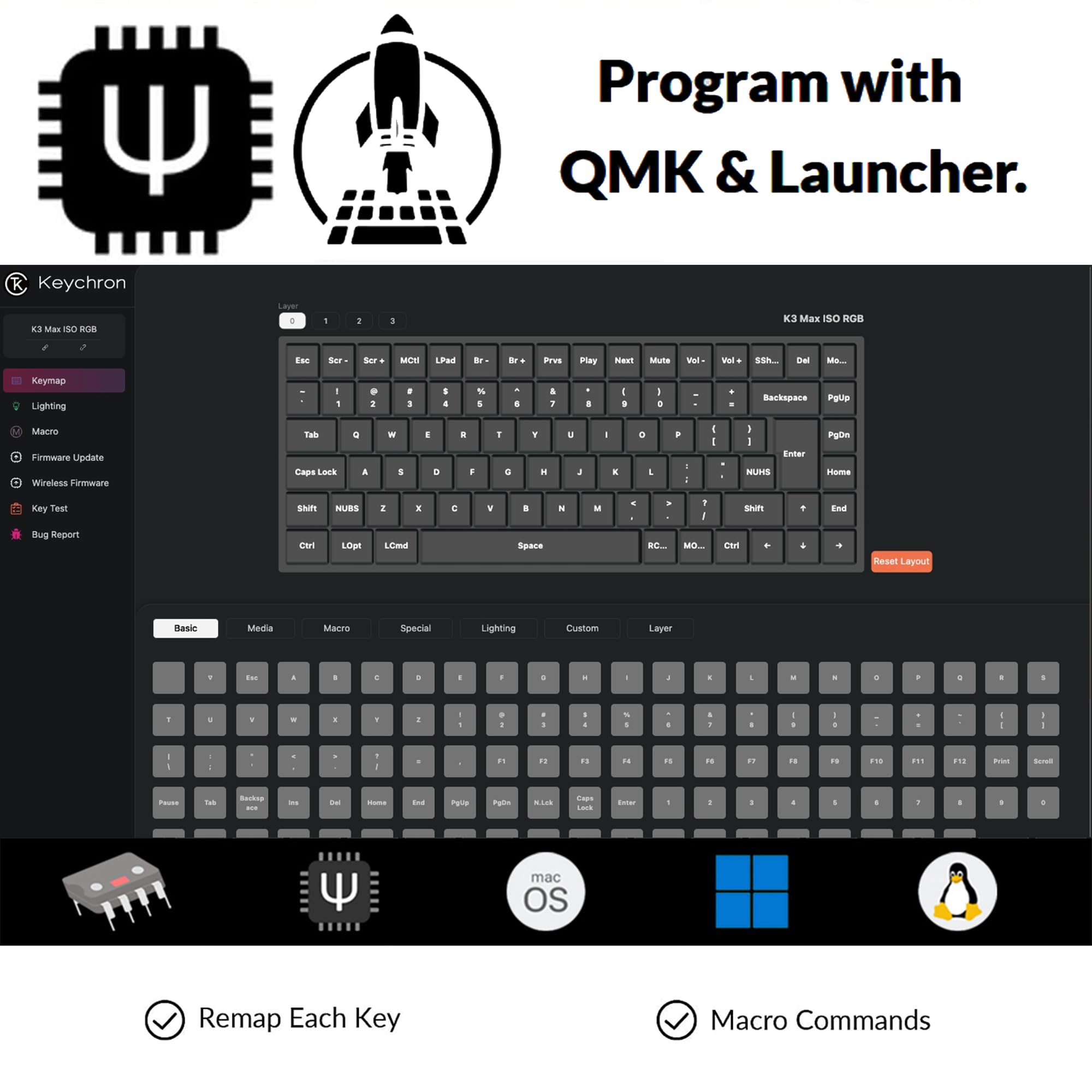 Keychron K3 Max Draadloos mechanisch toetsenbord, 2,4 GHz/bluetooth 5.1 Keychron K3 Max Draadloos mechanisch toetsenbord, 2,4 GHz/bluetooth 5.1