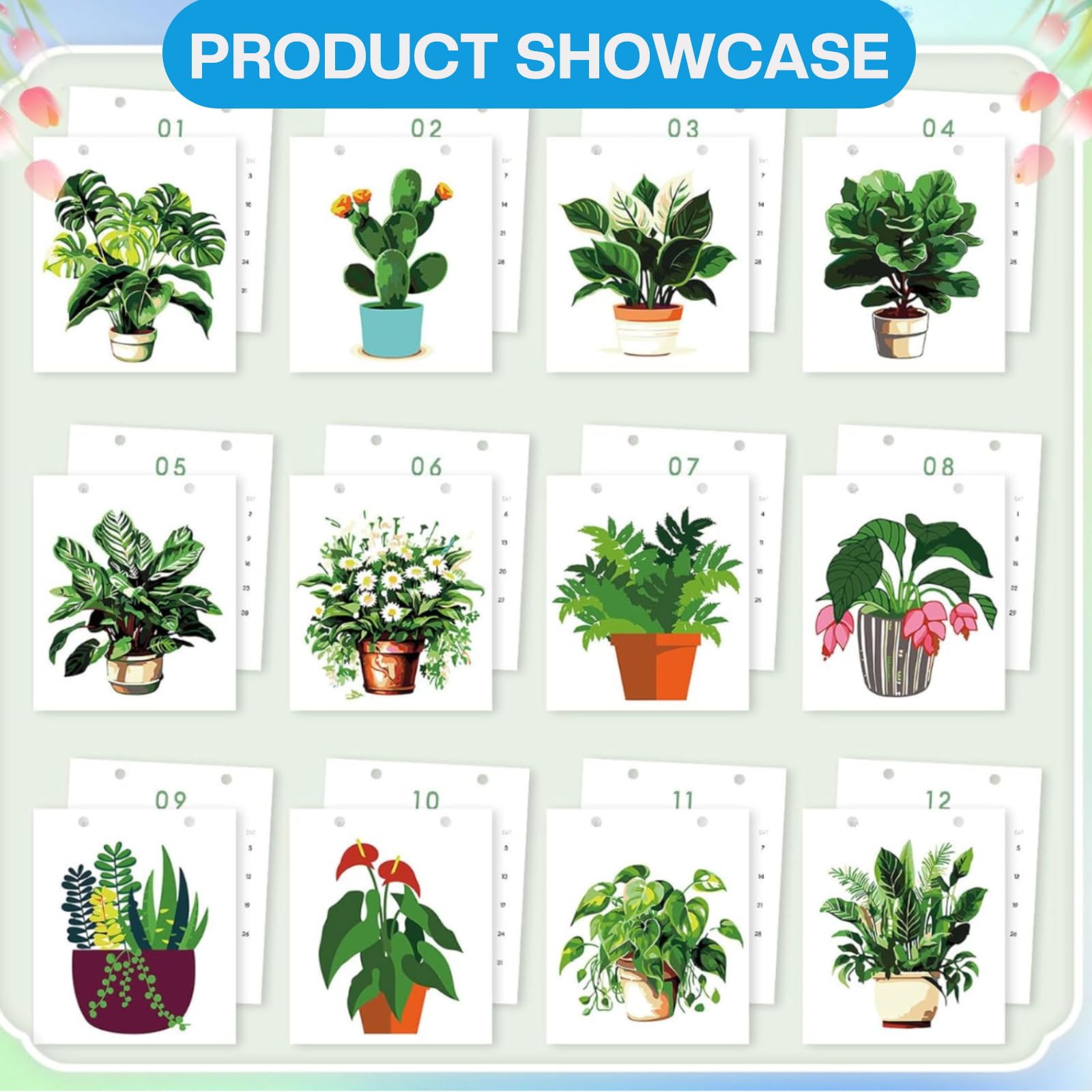 Malen Nach Zahlen Kalender 2026 - DIY Tischkalender Mit 12 Blumenmotiven & Acrylfarben