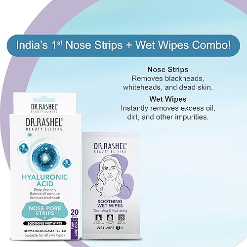 Miniatura 3 de DR.RASHEL Tiras hialurónicas de poros nasales para limpieza de poros, eliminación instantánea e indolora de puntos negros  Tiras eliminadoras de