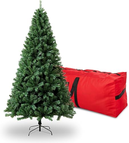 Árbol de Navidad de 7.5 pies, 1600 puntas de rama, árbol de Navidad verde artificial, abeto de North Valley con base plegable