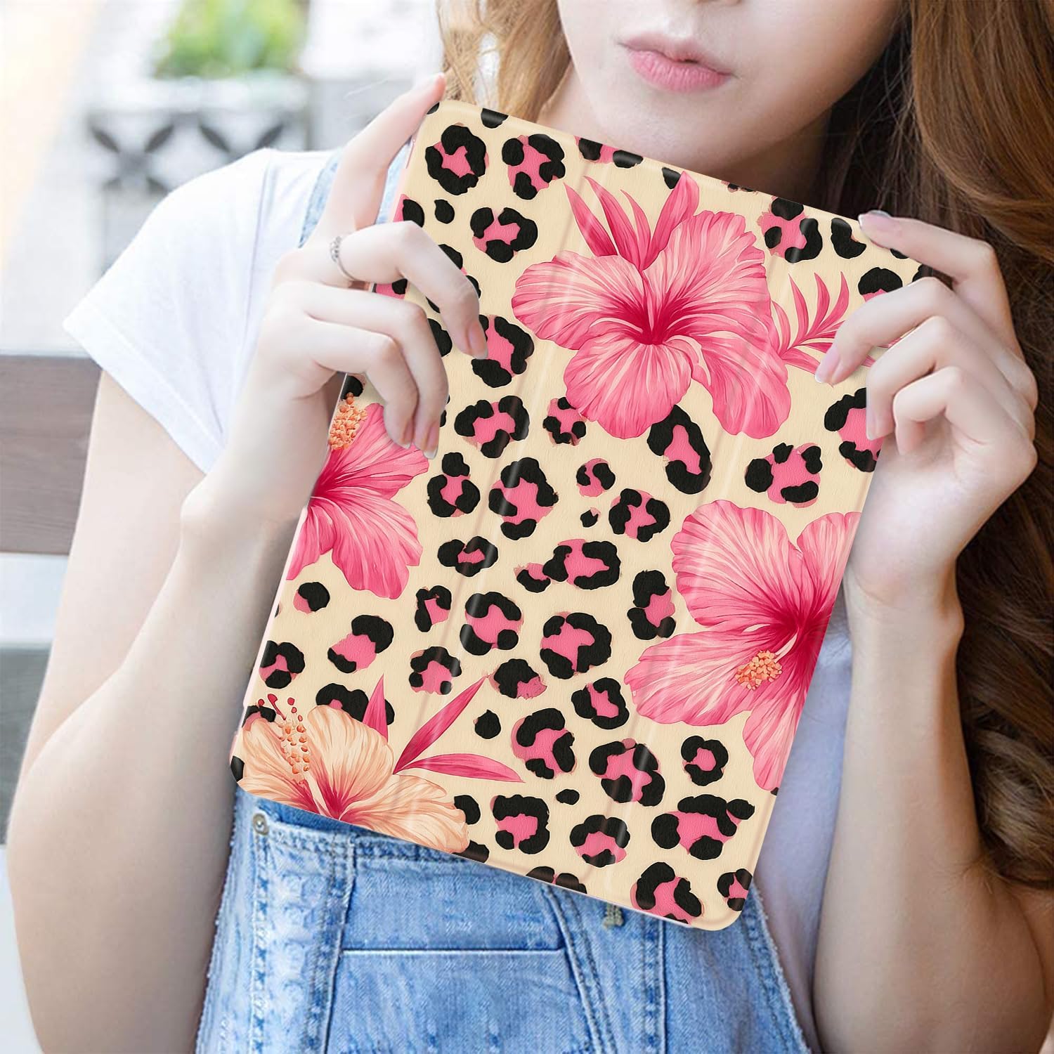 JOYLAND for iPad (A16) 11th Gen 11 Inch 2025,iPad 10th Generation Case 10.9" with Pencil Holder-Auto Wake/Sleep,Pink Leopard Print Floral Cover Anti-Scratch Shockproof Premium Folio Stand Case,Pink