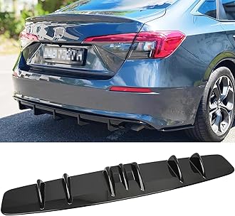 DREAMOTOR 33" Car Rear Bumper Lip, Universal Rear Diffuser Shark Fin Style Bumper, Wing Spoiler Splitter Spoiler, Compatible with Honda Civic Accord Volkswagen VW Jetta Audi A3 Ford Explorer Chrysler