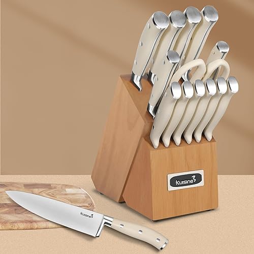Miniatura 2 de Kuisine Juego de cuchillos de chef de cocina, mango ergonómico de hoja afilada de acero inoxidable de alto carbono, juego de cuchillos afilados con