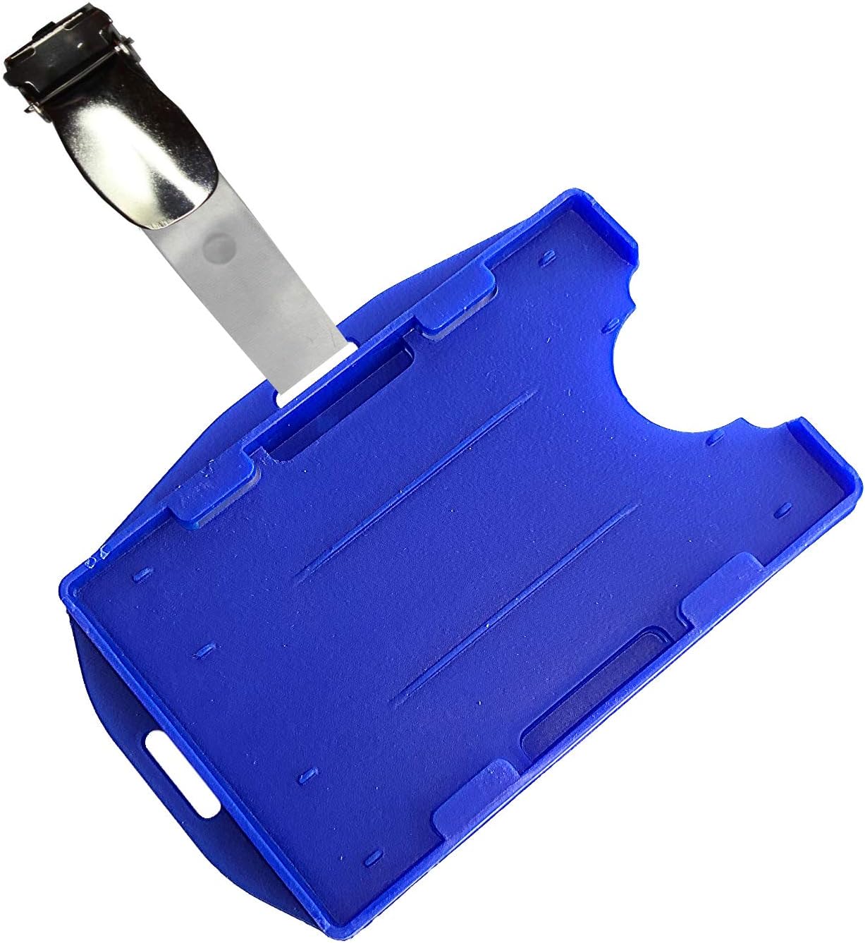 PCL Media ltd® Blue Dual Double Sided ID Card Badge Holder & Crocodile