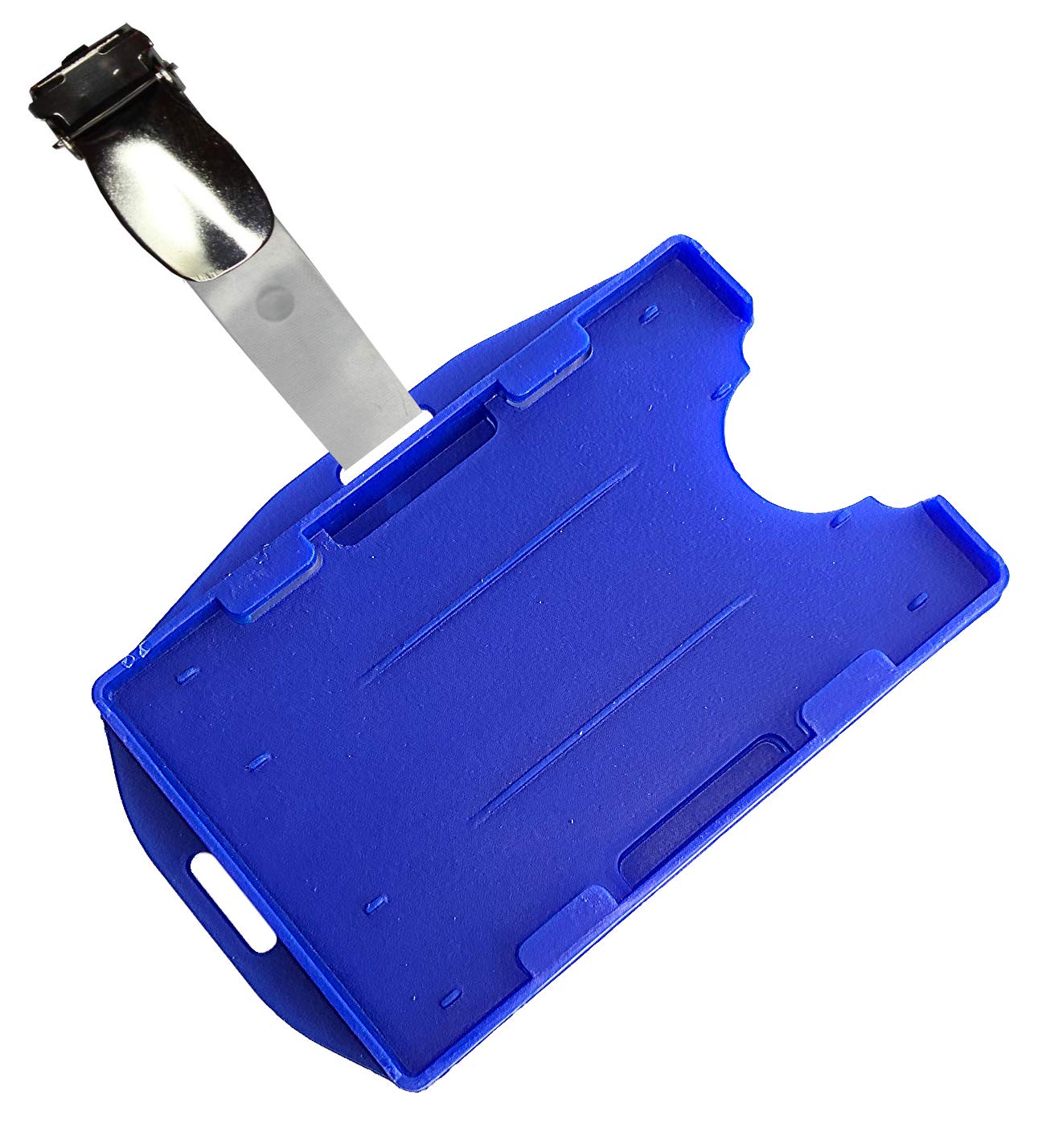 PCL Media ltdBlue Dual Double Sided ID Card Badge Holder & Crocodile Strap Pocket Clip (Holders are Now Bio Degradable) Work ID Card Holder